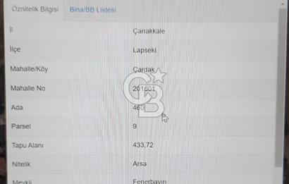 ÇANAKKALE LAPSEKİ ÇARDAK DOĞA VE DENİZ MANZARALI SATILIK ARSA