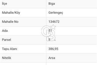 ÇANAKKALE|BİGA|GERLENGEÇ KÖYÜ-SAZLIK MEVKİ SATILIK ARAZİ/ARSA