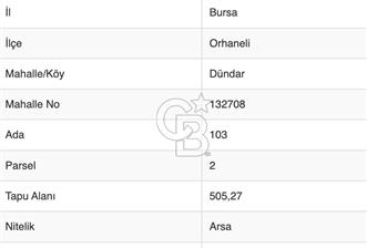 505 M2 BURSA ORHANELİ VİLLA İMARLI ARSA