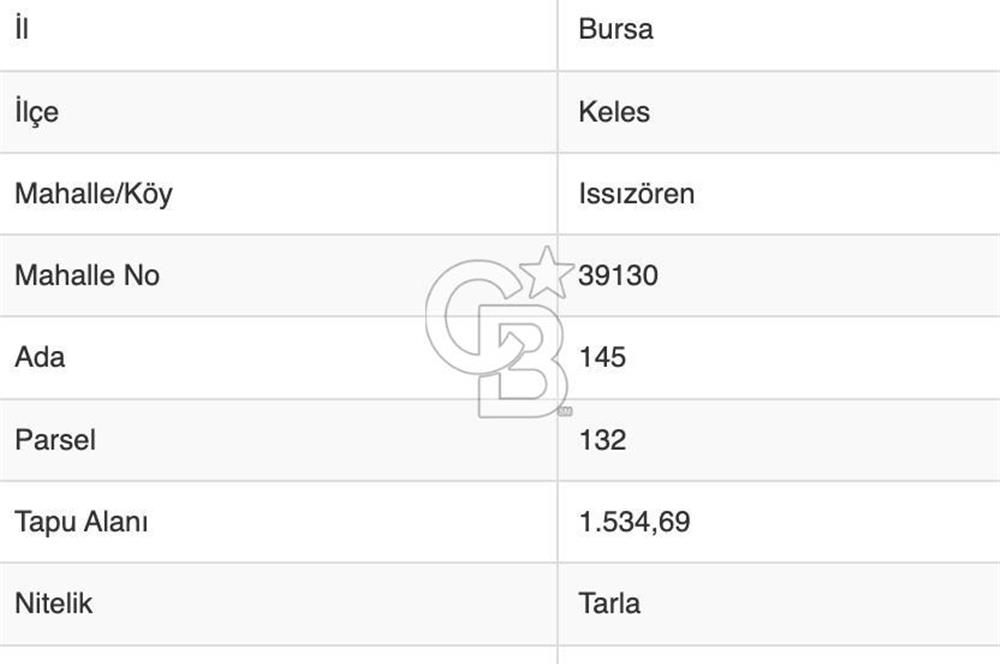 1534 m2 İMAR SINIRINDA KUPON TARLA