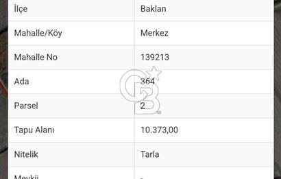 DENİZLİ BAKLAN İLÇESİ VERİMLİ SATILIK TARLA