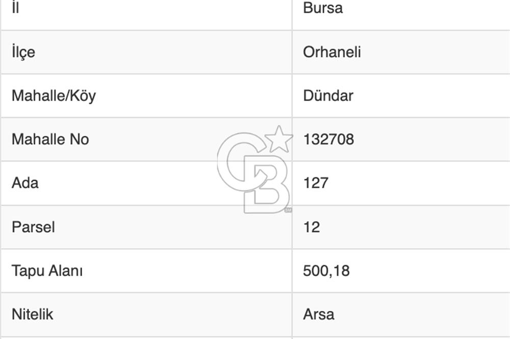 Bursa'da 500 m2 Müstakil Villa İmarlı Arsa