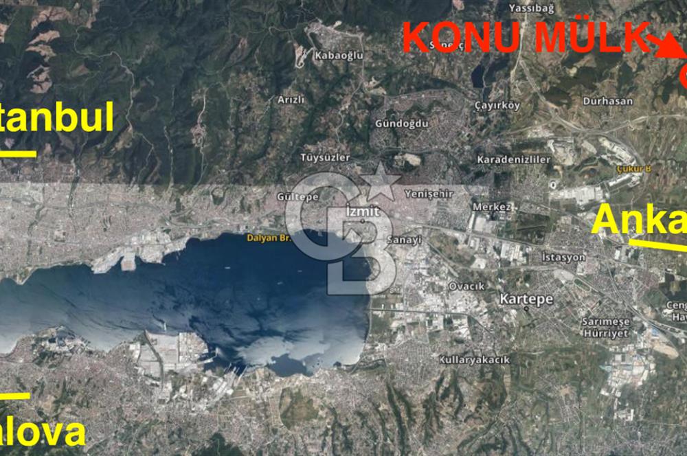 Kocaeli ili, İzmit ilçesi, Biberoğlu Mahallesi'nde, kadastral yola cepheli %5 Diğer Tarım Alanı imarlı (Maks 250 m2 ev yapılabilir) arazi.