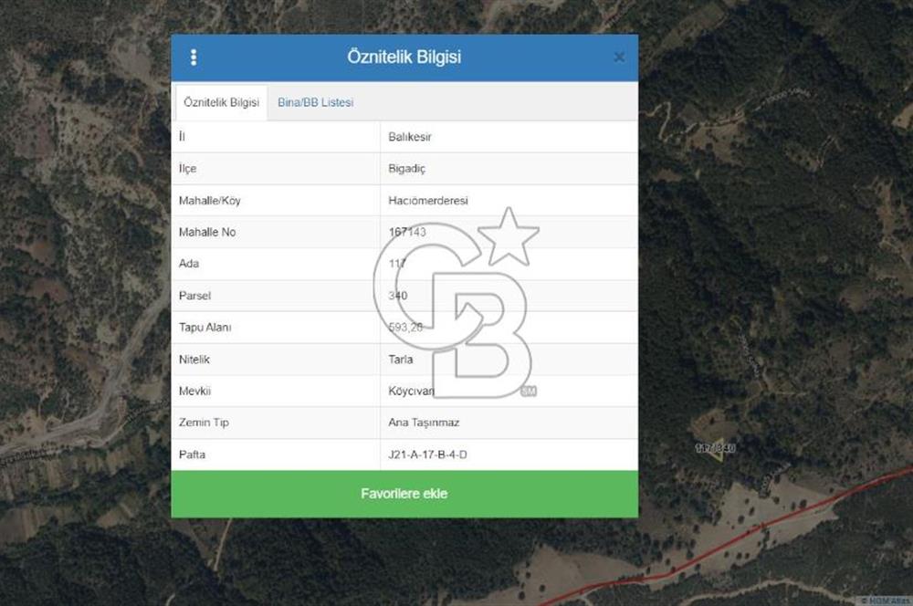 Balıkkesir Bigadiç Müstakil Tapu Satılık Tarla