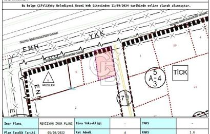 YALOVA ÇİFTLİKKÖY SATILIK ARSA !. 225 M2 (TİCARİ + KONUT)