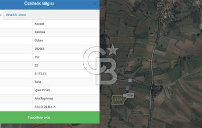 CB TAN KOCAELİ KANDIRA ÖZBEY KÖYÜ YOLA İKİ PARSEL 6173 M2 TARLA