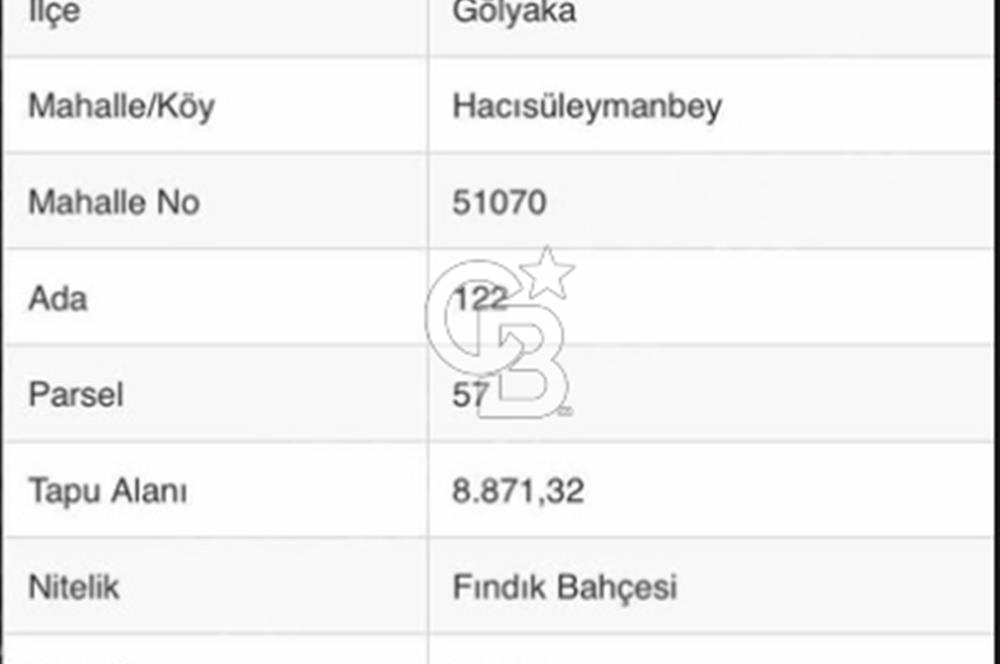 DÜZCE GÖLYAKA HACISÜLEYMANBEY KÖYÜ SATILIK 13180 m² ARSA