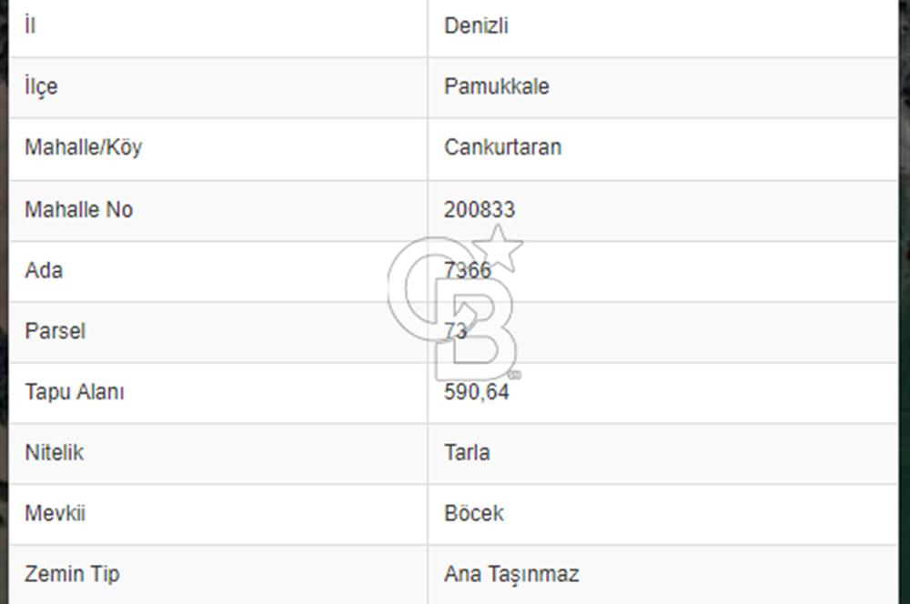 Denizli Cankurtaran Mah. 13446 m2 Satılık Tarla