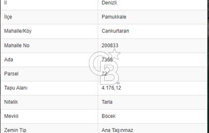 Denizli Cankurtaran Mah. 13446 m2 Satılık Tarla