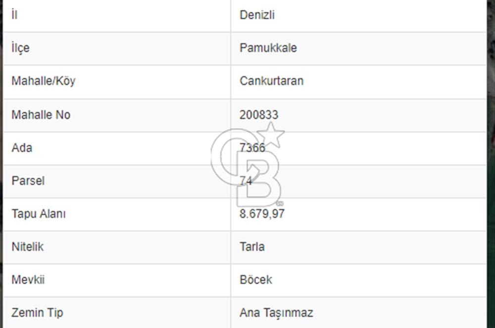 Denizli Cankurtaran Mah. 13446 m2 Satılık Tarla