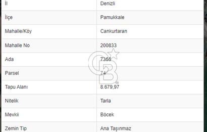 Denizli Cankurtaran Mah. 13446 m2 Satılık Tarla