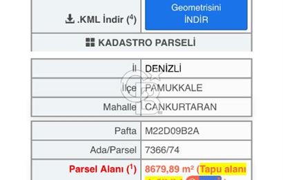 Denizli Cankurtaran Mah. 13446 m2 Satılık Tarla