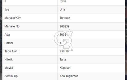 Torasan Mahallesi 930 m2 Turizm imarlı Denize Sıfır Arsa