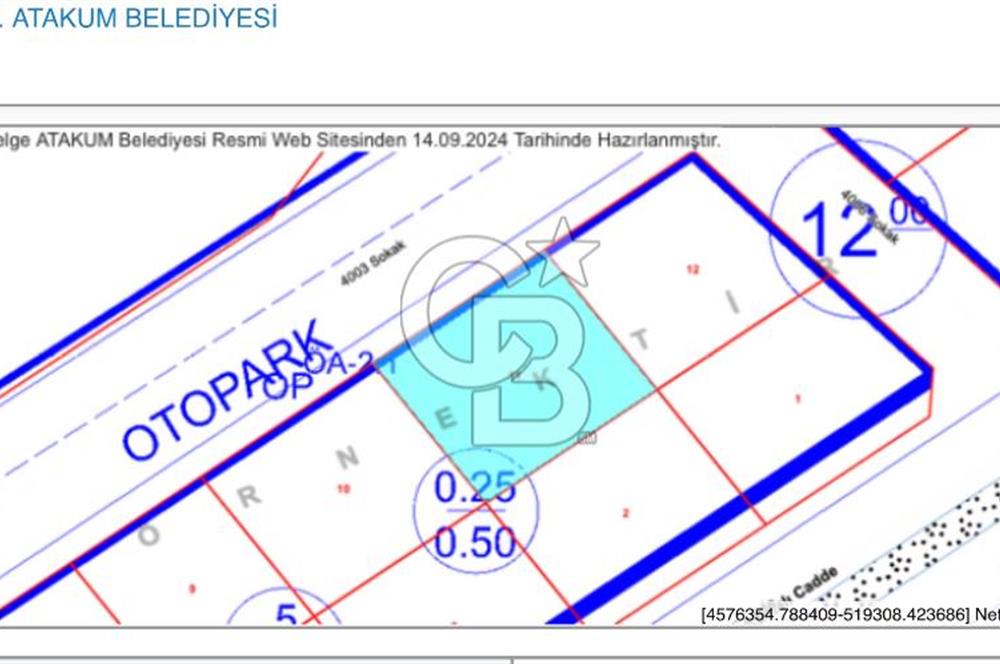 ATAKUM KAMALI İKİ KATA İMAR 476 M2 DENİZ GÖREN SATILIK ARSA