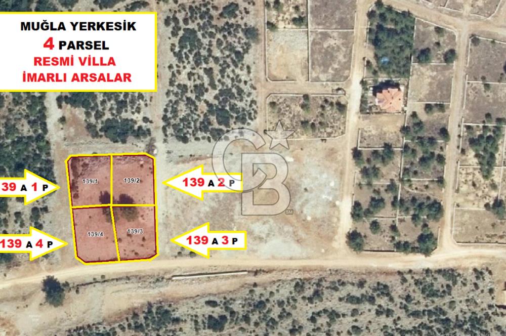 Muğla Yerkesik 2695 m2 Resmi Villa İmarlı Arsalar