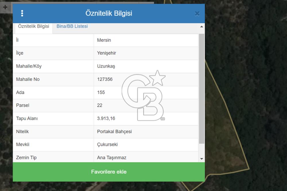 Mersin Yenişehir Uzunkaş Mah 3.914 m2 Satılık Bahçe (Yol/Elektrik/Su)