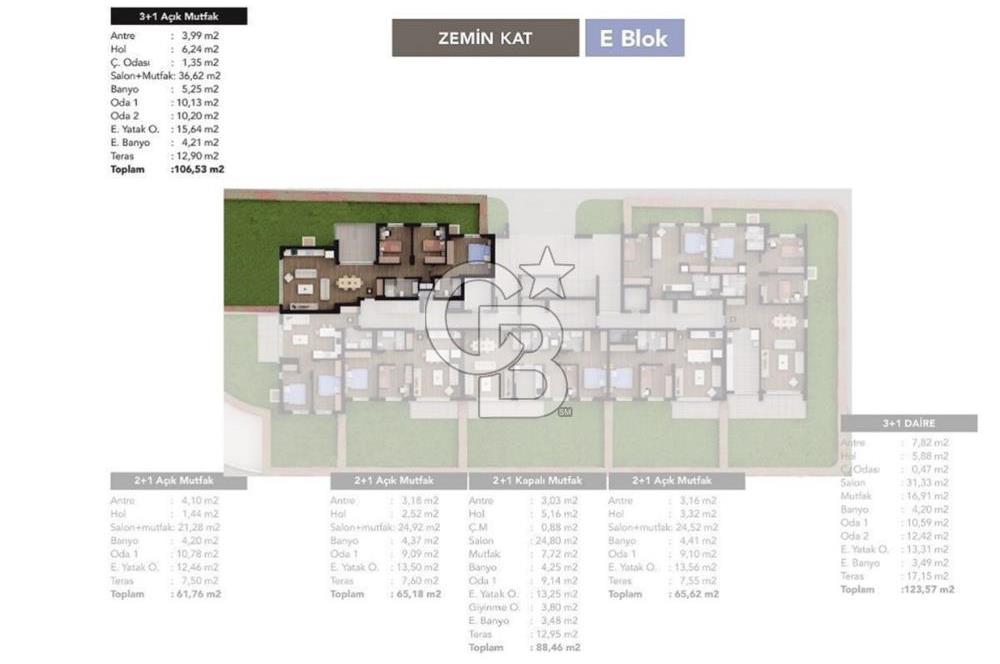 ÇANAKKALE MERKEZ/PARK ONYEDİ MAHAL'DE BAHÇE KATI 3+1  SATILIK DAİRE