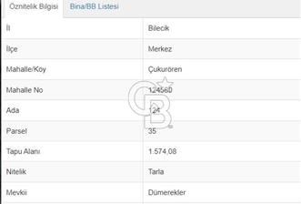 Bilecik Çukurören de Yatırımlık Arazi