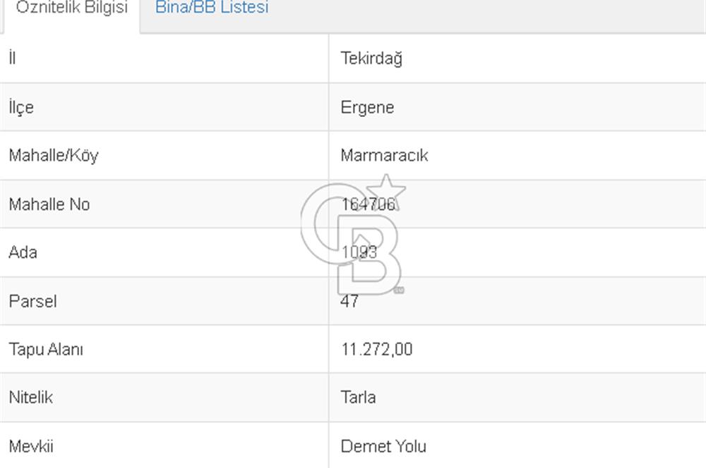 Marmaracık Mahallesi 21.861 m2 Satılık Tarla