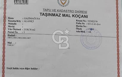 K.K.T.C GAZİMAĞUSA ALANİÇİ'NDE YATIRIM FIRSATI FASIL 96 ARSA