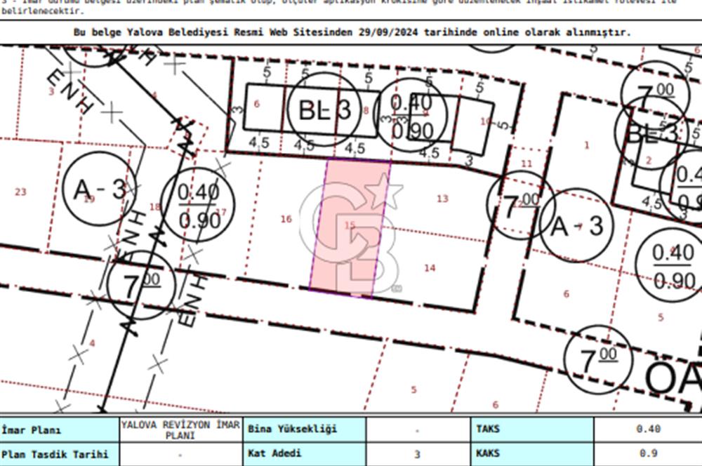 YALOVA FEVZİÇAKMAK BURSA ASF.311 M2 3 KAT İMARLI FIRSAT ARSA !!!