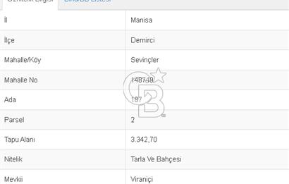 Manisa Demirci Sevinçler Köyü 3.342 m2 Acil Satılık Tarla