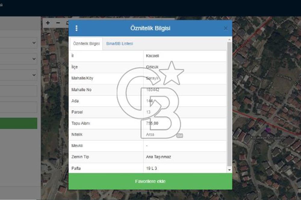 Gölcük Saraylı 755 m2 satılık arsa