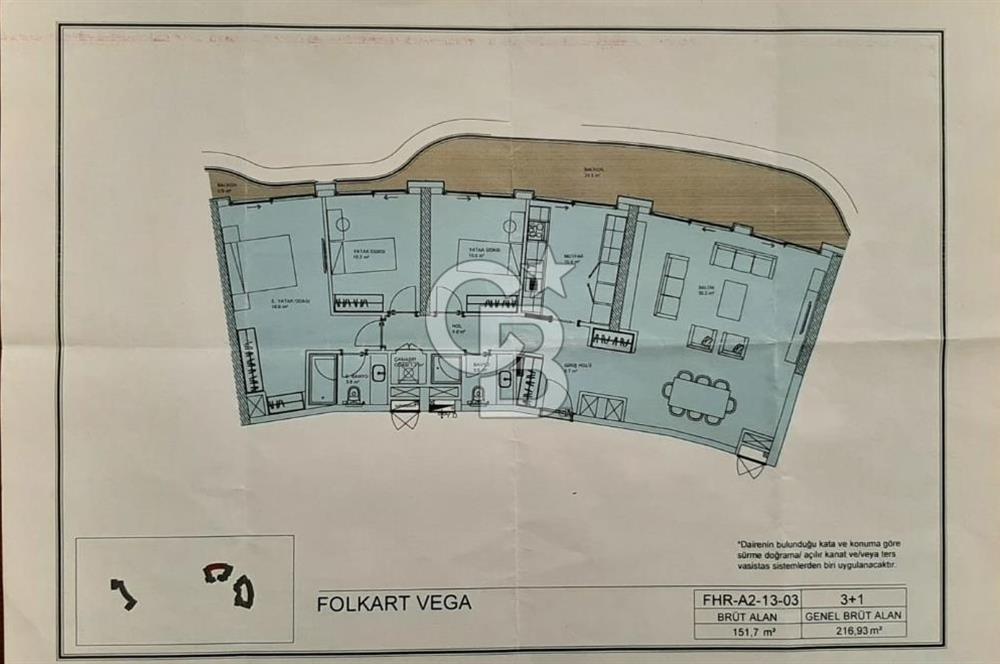 Folkart Vega'da Satılık Deniz Manzaralı Geniş 3+1 Daire