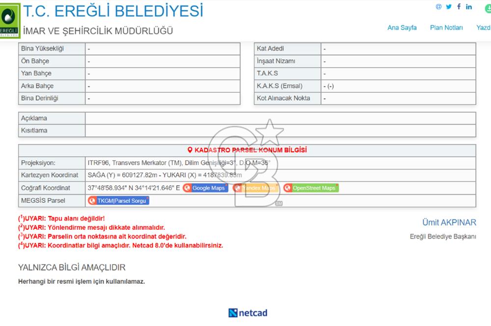 KONYA EREĞLİ ZENGEN TOPRAKLIK'TA SATILIK ARSA 