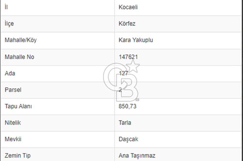 Kocaeli Körfez İlçesi Sevindikli Bölgesinde 850 m2 Kelepir Tarla