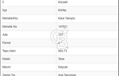 Kocaeli Körfez İlçesi Sevindikli Bölgesinde 850 m2 Kelepir Tarla