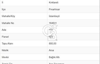 KIRKLARELİ PINARHİSAR İSLAMBEYLİ YATIRMLIK SATILIK ARSA !.. 