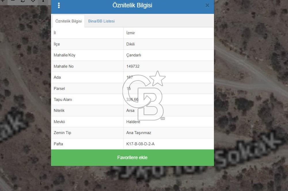 İZMİR ÇANDARLI'DA 336 m2 15/30 VİLLA İMARLI SATILIK ARSA