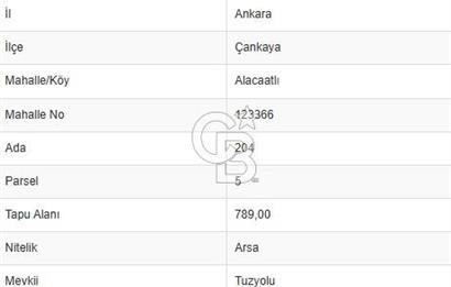 ÇAYYOLU ALACAATLI DA 789 m² SATILIK KÖŞE VİLLA PARSELİ