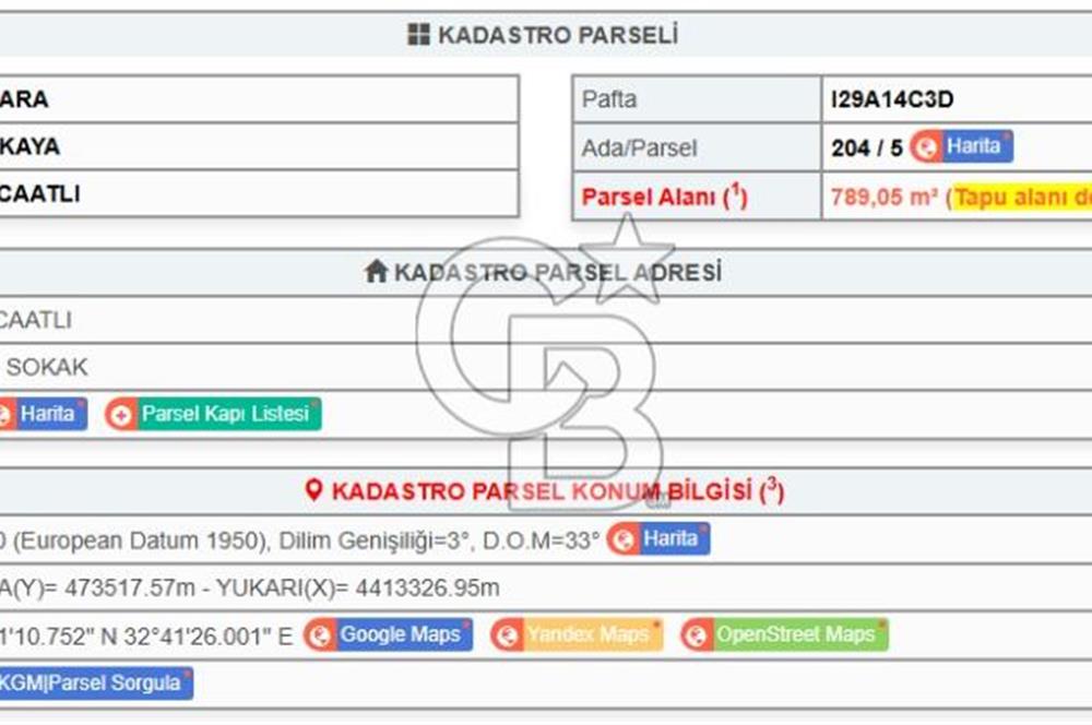 ÇAYYOLU ALACAATLI DA 789 m² SATILIK KÖŞE VİLLA PARSELİ