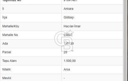 HACILARDA MÜSTAKİL TAPULU 1500.m²’ LİK SATILIK ARSA