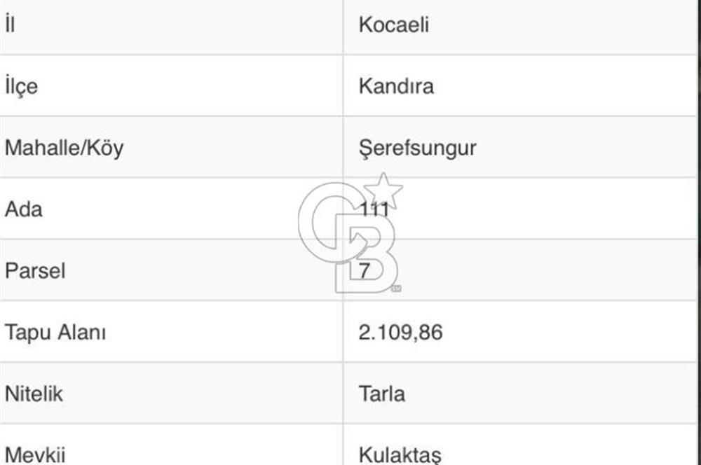 KANDIRA'DA SATILIK 2100 M² ARAZİ