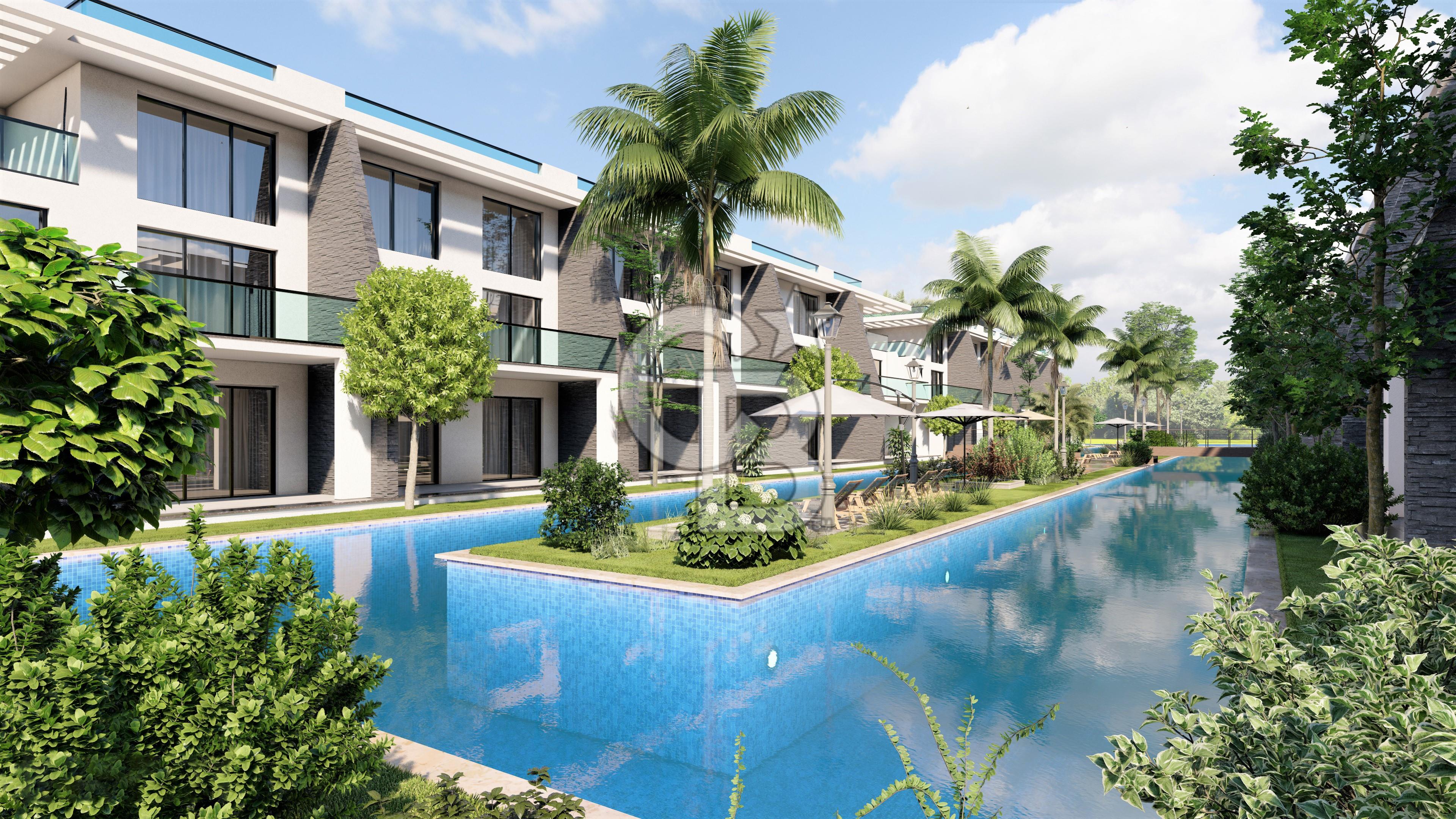 Kıbrıs İskele Long Beach Bölgesinde Site İçerisinde Satılık Bahçe Katlı Ve Çatı Teraslı 2+1 Daireler
