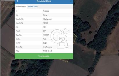 TEKİRDAĞ SARAY'DA TEK TAPU YATIRIMLIK TARLA