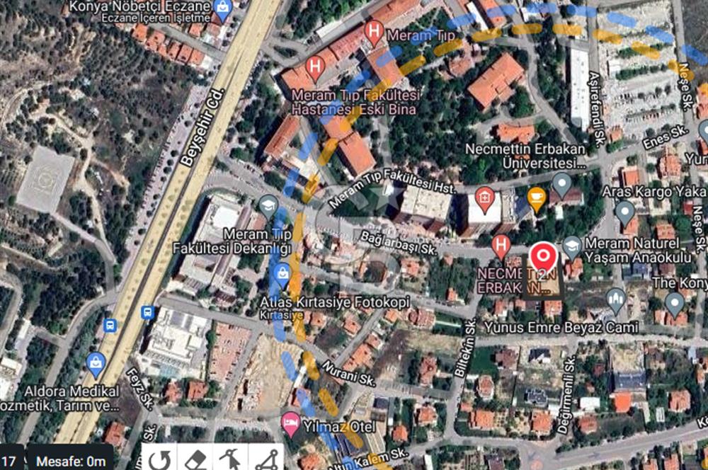 CB DİNAMİKTEN MERAM TIP FAKÜLTESİ DİŞ HASTANESİ KARŞISINDA  İŞLETMELİ OTOPARK OLARAK KULLANILAN 1354M2 MUHTEŞEM ARSA 