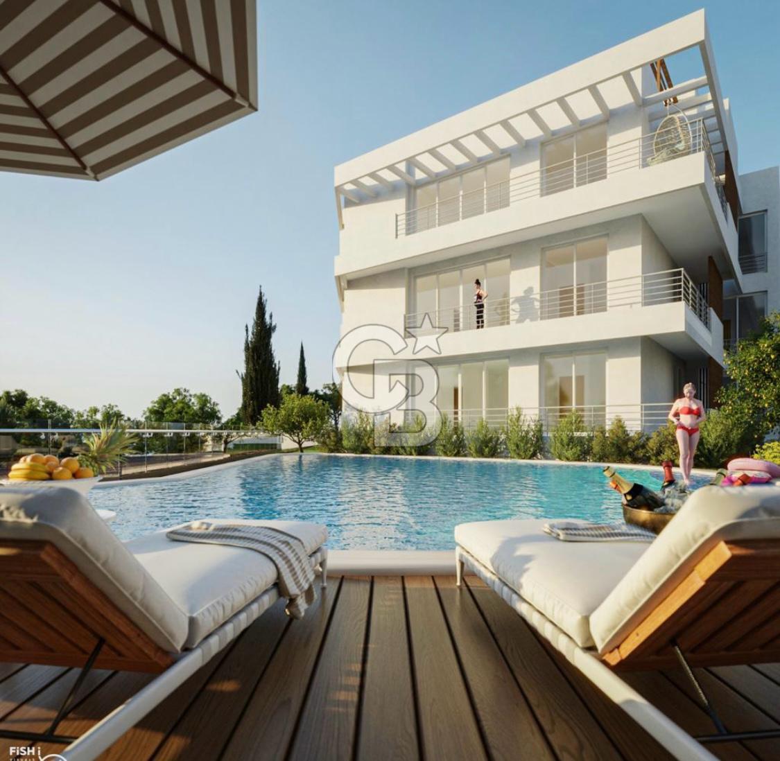Kıbrıs Girne Lapta Bölgesinde Türk Tapulu Havuzlu Site İçerisinde Satılık 2+1 Teraslı Daire