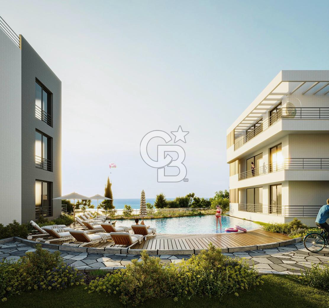 Kıbrıs Girne Lapta Bölgesinde Türk Tapulu Havuzlu Site İçerisinde Satılık 2+1 Daire