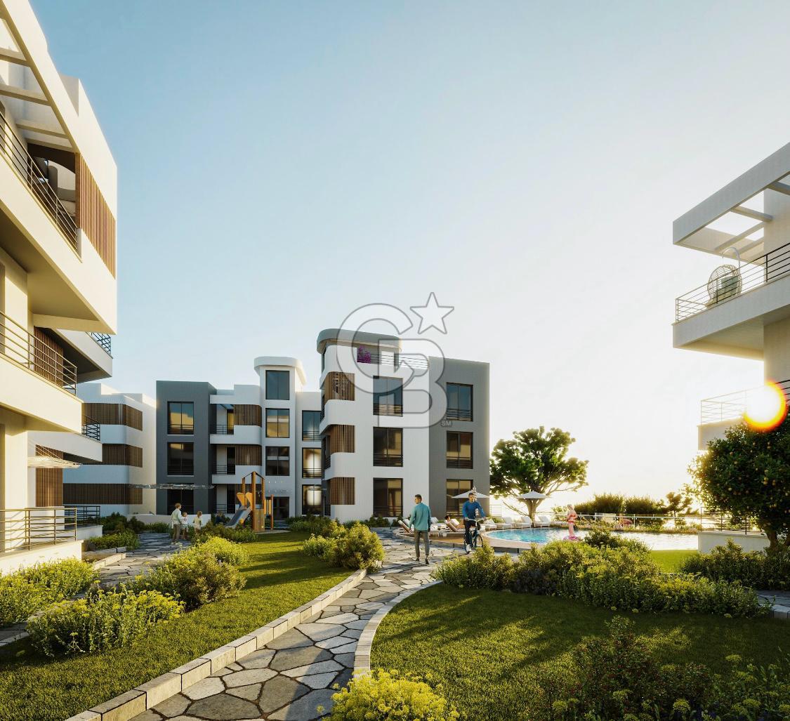 Kıbrıs Girne Lapta Bölgesinde Türk Tapulu Havuzlu Site İçerisinde Satılık Bahçeli 3+1 Daire