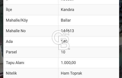 Kandıra ballar'da Asfalt yola cephe %40 imarlı satılık arsa