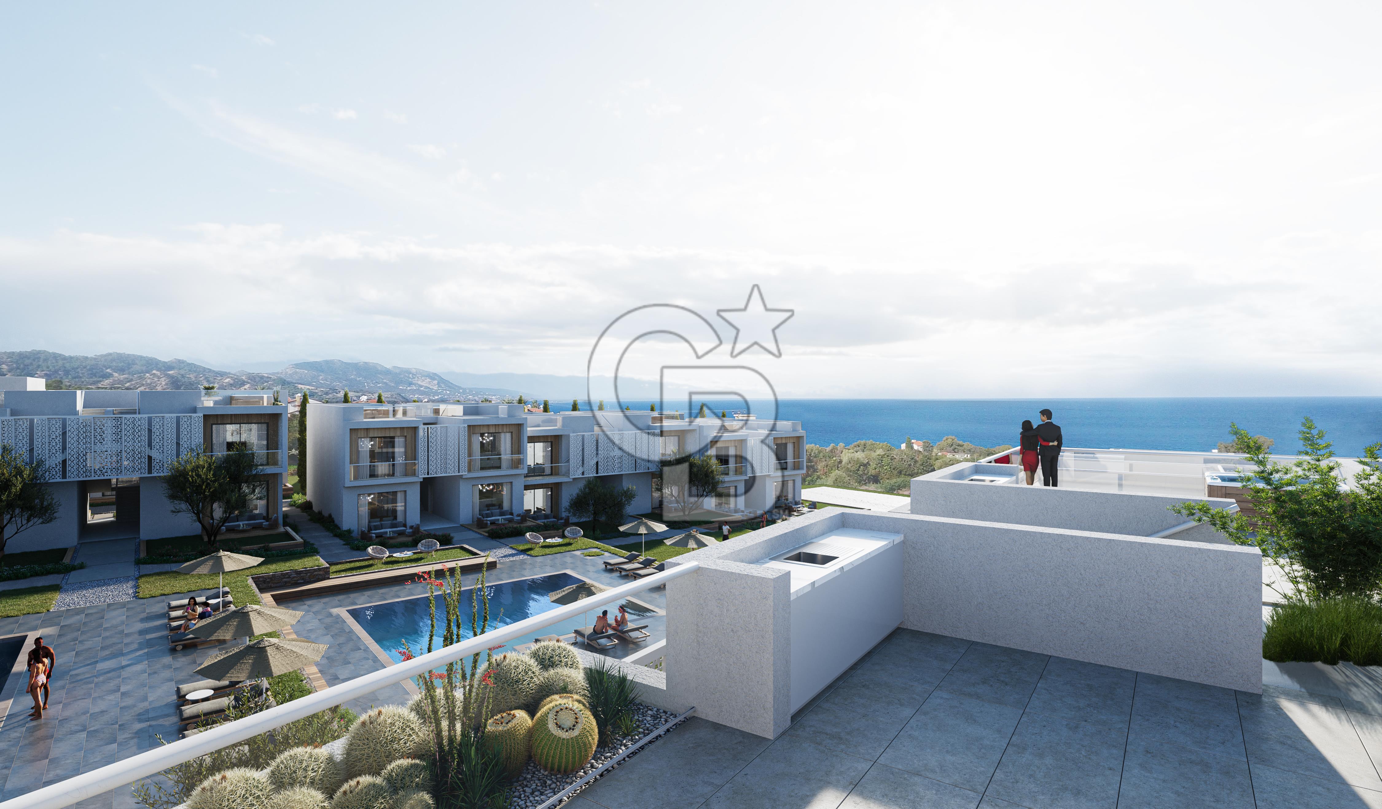 KKTC Girne Karşıyaka'da Site İçerisinde Ödeme Planlı Satılık 2+1 Teraslı Penthouse Daire
