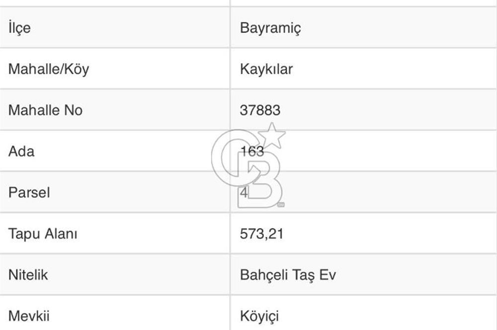ÇANAKKALE BAYRAMİÇ KAYKILAR'DA KÖY İÇİ İMARLI ARSALAR