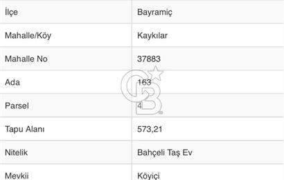 ÇANAKKALE BAYRAMİÇ KAYKILAR'DA KÖY İÇİ İMARLI ARSALAR