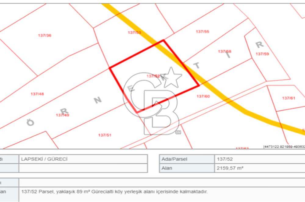 FIRSAT LAPSEKİ GÜRECİALTINDA BURSA YOLUNA 50M DENİZE 300M ARAZİ
