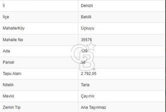 Bekilli Üçkuyu da Satılık Arazi