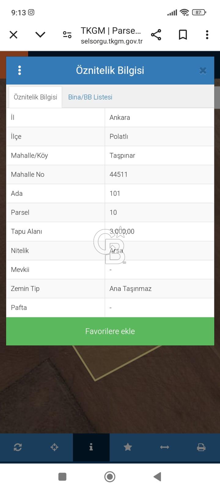 POLATLI TAŞPINAR DA IMARLI SATILIK
